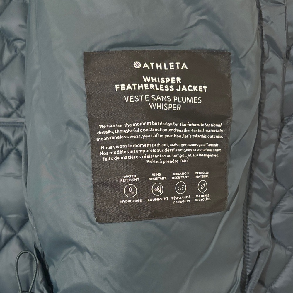SOLD Athleta Whisper Featherless Puffer Jacket in Cypress Size M - Picture 6 of 8